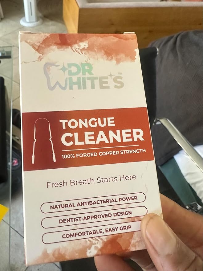 Dr. White's Copper Tongue Cleaner - Dentist-Formulated Dual-Grip Design for Fresh Breath | 3-Pack