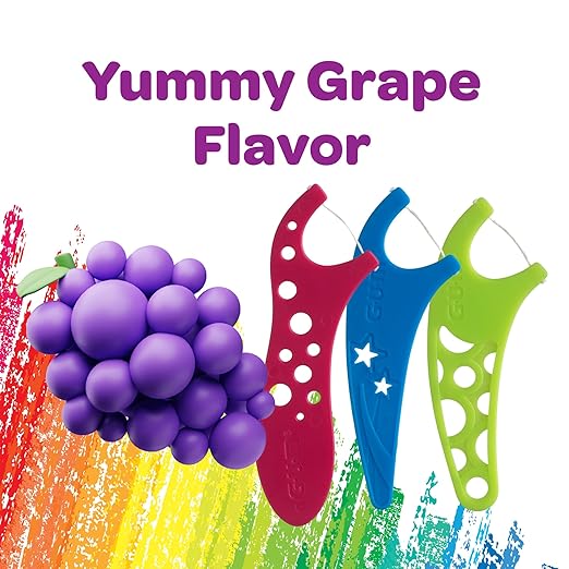 GUM Crayola Kids Flossers with Fluoride - Designed for Little Hands - Fun Grape Flavor - Easy to Use Kids Floss Picks for Children Ages 3+, 75 Count (Pack of 6)
