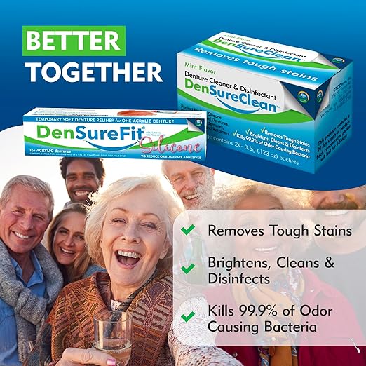 DenSureFit Lower Denture Reline Kit, Soft Silicone Denture Reliner Repair and Care Combo Kit with Extra Comfort Liner, Refit and Tighten for a Secure, Comfortable Fit