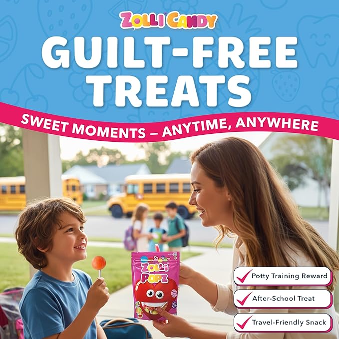 Zollipops - Valentines Pack - Clean Teeth Pops Sugar Free Candy with Xylitol, Dye-Free Lollipops - Keto & Diabetic-Friendly, Dentist-Approved Treats for Kids (Natural Fruit Flavors, 5.2 oz, Heart Shape)