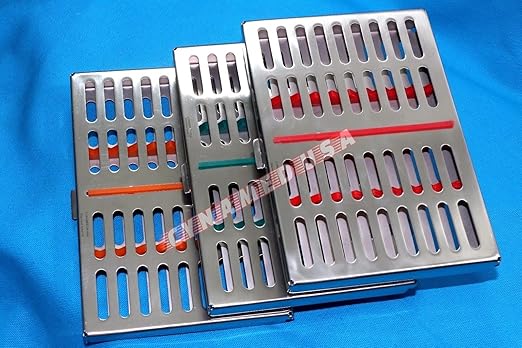 German 3 Dental Sterilization Cassette Rack Tray Box for 10 Instruments