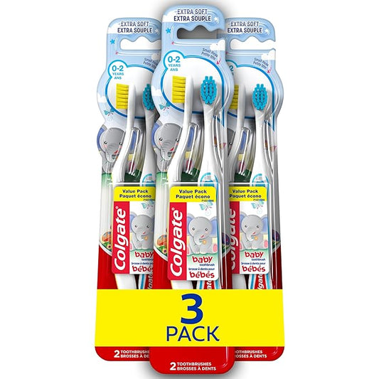Colgate My First Baby and Toddler Toothbrush, Extra Soft Infant Training Toothbrush, Ages 0-2, 6 Count