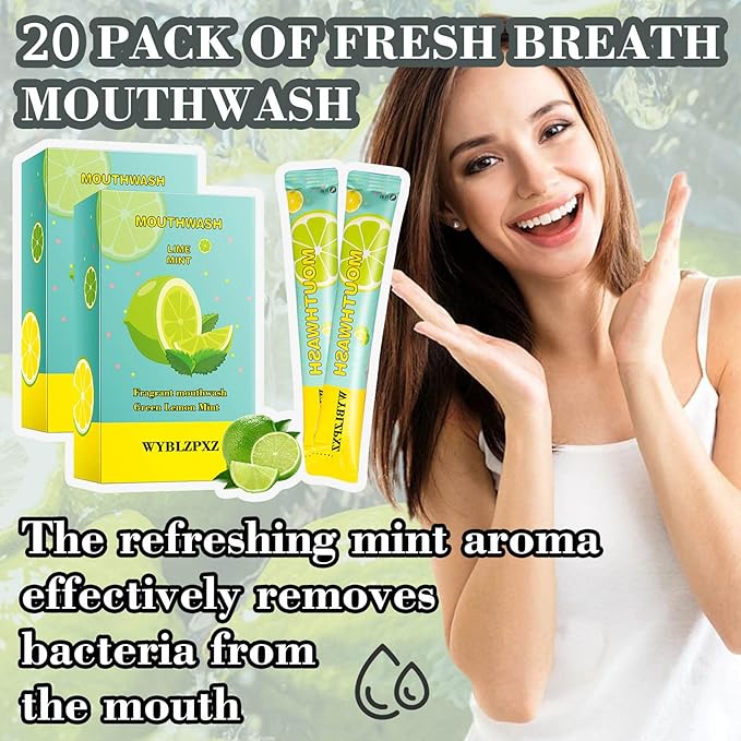 Mint Lime Travel Size Mouthwash for Adults,20 Pack Portable Mouthwash for Fresh Breath,Individual Mini Mouth Wash Travel Size Mouth Wash Products for Women & Men