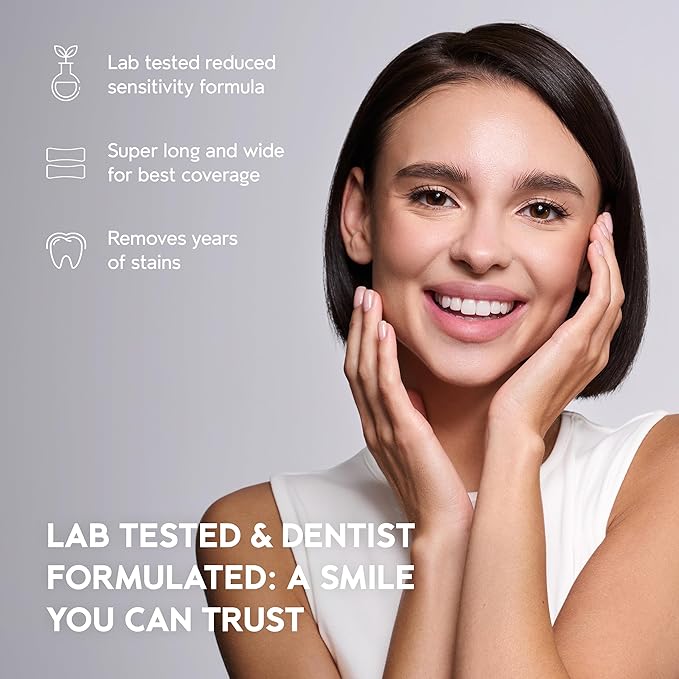 InoPro Natural Teeth Whitening Strips Kit 14 Treatments - Sensitive Teeth Whitener, Peroxide Free with Papain, Bromelain, Coconut Oil, White Strips for Teeth Whitening (28 Strips)