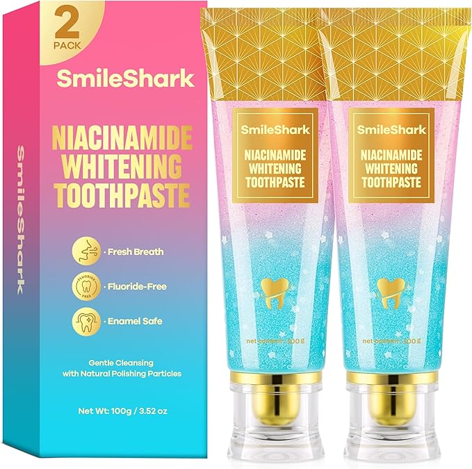 Niacinamide Whitening Toothpaste (2 Pack), Niacinamide Toothpastes for Adults, Radiant White Toothpaste for Stain Removal, Fresh Breath & Enamel Care, Gentle Daily Cleaning with Mint Flavor