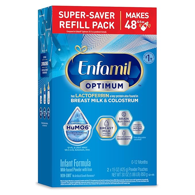 Enfamil Optimum (Enspire), Our Closest Formula to Breast Milk, Immune-Supporting Lactoferrin and Brain-Supporting DHA Baby Formula, 30 Oz Refill