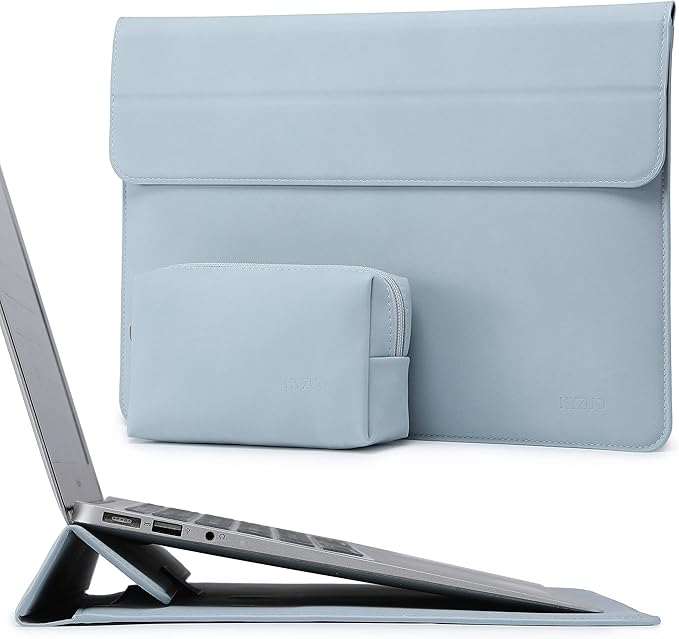 HYZUO 13 Inch Laptop Sleeve Case with Stand for 2025-2018 MacBook Air 13 M4 M3 M2 M1, 2025-2016 MacBook Pro 13 M2 M1, 13" iPad Pro/Air, Surface Pro 11/10/9, XPS 13, with Pouch, Pale Blue