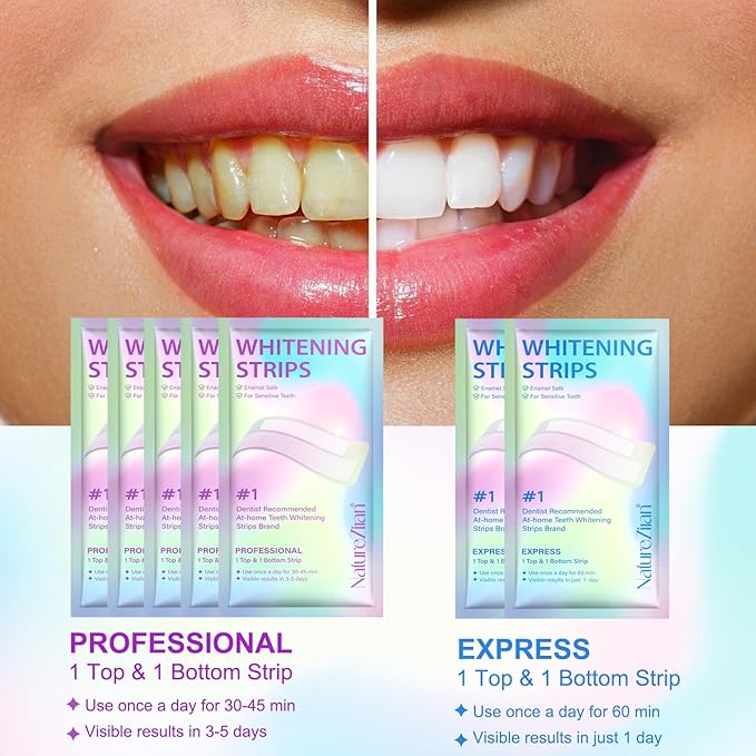Teeth Whitening Strips,7-Day whitening Strips,Peroxide Free,Sensitive Teeth Whitener,Enamel Safe for Whiter Teeth,Deep Stains Removal,nstant Teeth Whitening Without The Harm (28pcs)