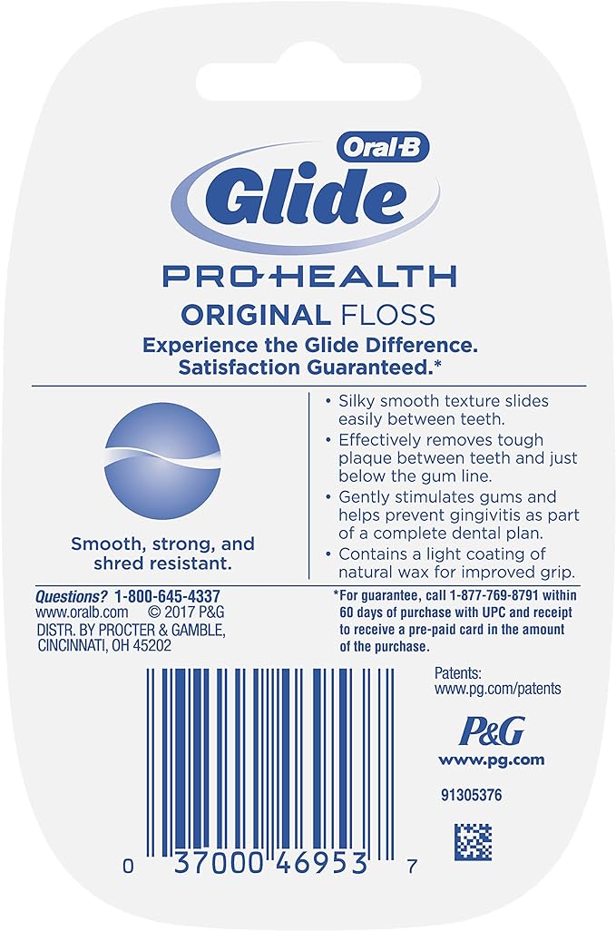 Oral-B Glide Healthy gums, unflavored floss 50M (Pack of 6)