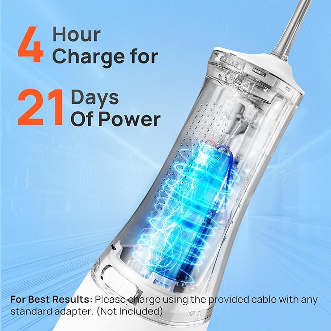 Operan Cordless Water Flossers for Teeth, 300ML Rechargeable Oral Irrigator with 4 Modes & 4 Nozzles, Portable Water Flossers for Adults, IPX7 Waterproof for Home and Travel, White，01Pack