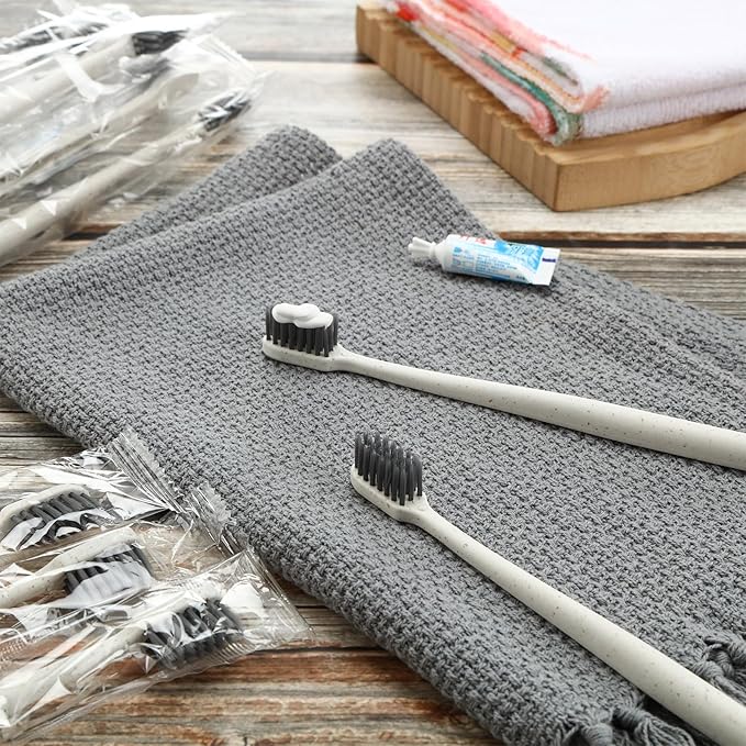 Uiifan 500 Sets Disposable Toothbrushes with Toothpaste Bulk Individually Wrapped Travel Toothbrush Kit Soft Bristle Tooth Brushes Homeless Supplies for Hotel Shelter Nursing Home Charity Donation