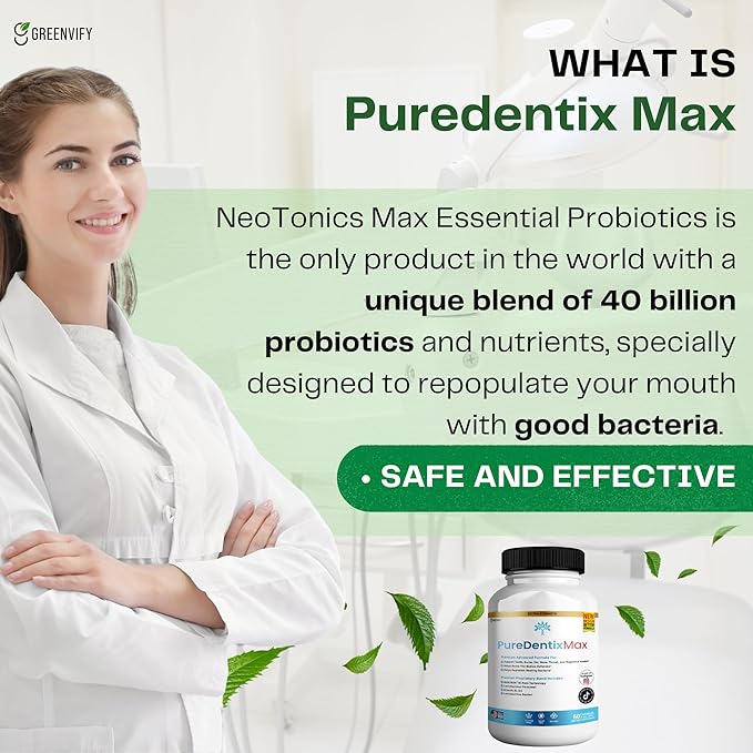 DentimPure Max Extra Strength Probiotic Supplement with 40 Billion CFU – Supports Teeth, Gums, Ear, Nose, Throat & Digestive Health – 60 Capsules (3)