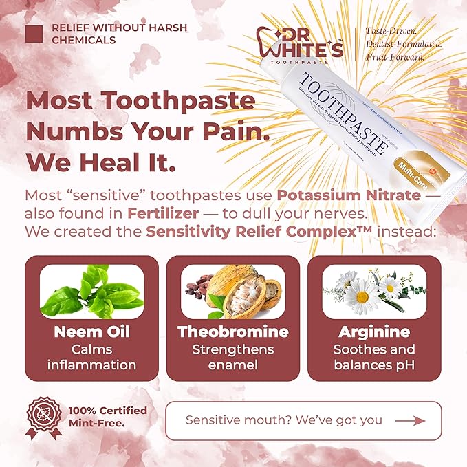 Dr. White’s Signature Flavor Trio — Bloom & Blush | Fluoride-Free Nano-Hydroxyapatite Toothpaste Set, 3 × 3.5 oz | Mint-Free | Dentist-Formulated | Enamel-Identical Mineral Care