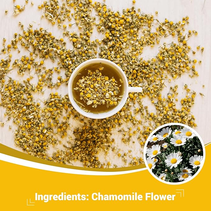 Chamomile Tea Bags 100 Count, Chamomile Flower Herbal Tea with Sugar-Free, Caffeine-Free