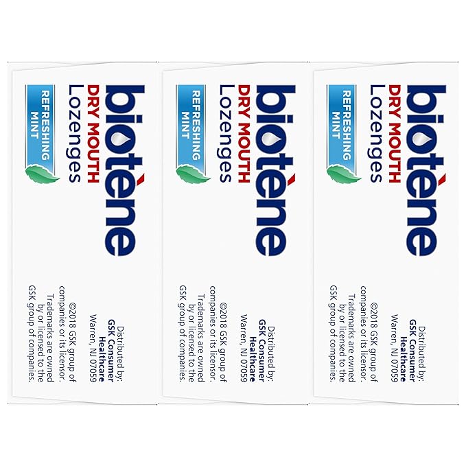 biotène Dry Mouth Lozenges for Dry Mouth and Fresh Breath, Dry Mouth Relief and Breath Freshener, Refreshing Mint - 27 Count (Pack of 3)