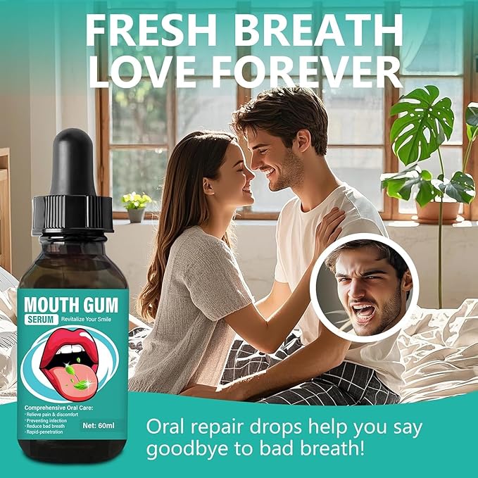 Gum Restore Drops, Gum Repair for Receding Gums, Stain Removal, Fresh Breath, Natural Ingredients Eliminate Bad Breath, Oral Care Drops for Adults, 60ML