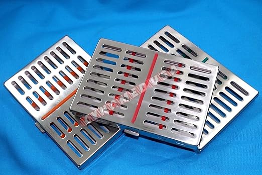 German 3 Dental Sterilization Cassette Rack Tray Box for 10 Instruments