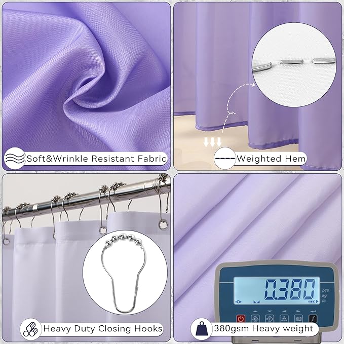 Purple Bathroom Accessories, 24 Pieces Light Purple Bathroom Accessories Set with Shower Curtain, Bath Towels, Trash Can, Soap Dispenser and Soap Dish for Bathroom/Housewarming