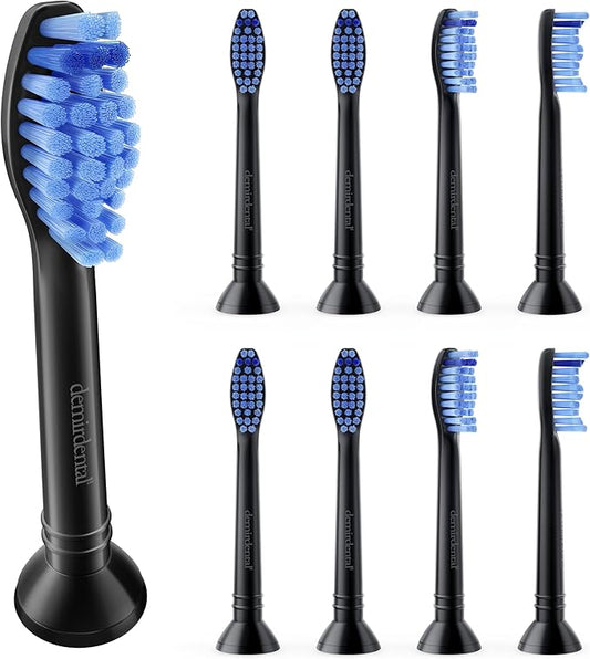 Replacement Heads - Compatible with Philips Sonicare Replacement Heads - Medium Replacement Toothbrush Head - Replaces HX6015/03 SimplyClean Toothbrush Heads - Black - 8 Pack