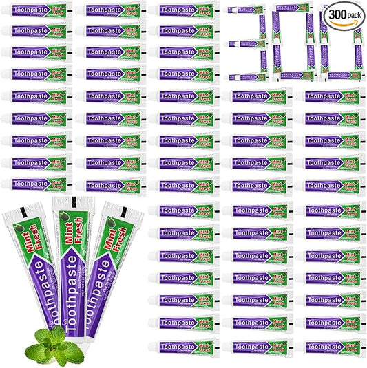 HAIFOTRVA 300 Tubes Small Bulk Travel Size Toothpaste,0.28 oz/8 g Mini Mint Flavor Disposable Toothpaste for Hotel,Guests,Homeless,Charity,Office,Camping