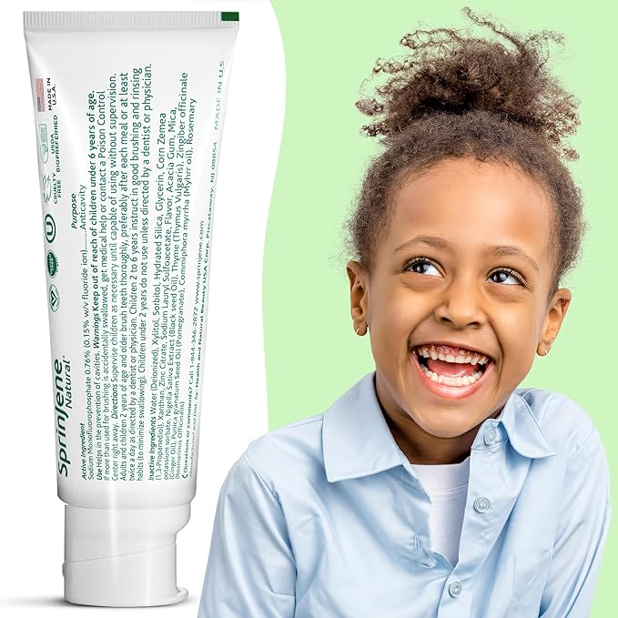 SprinJene Natural Children’s Toothpaste – Watermelon Fluoride Toothpaste for Kids & Toddlers – Cavity Protection – Safe Natural Formula with Patented Black Seed Oil & Zinc – Made in The USA (1 Pack)