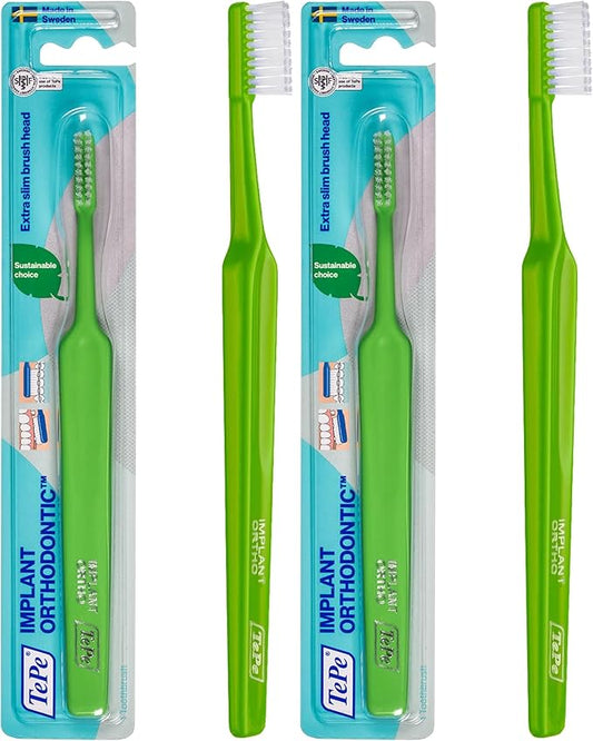 TePe Implant Orthodontic Soft Toothbrush – Extra Narrow Brush Head Thin Neck 1Pk (Pack of 2)
