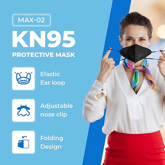 Lyka KN95 Face Masks 50 Pack – 5-Ply Disposable Masks for Dust, Work, Sanding, Painting, Allergies, Lawn & Cleaning