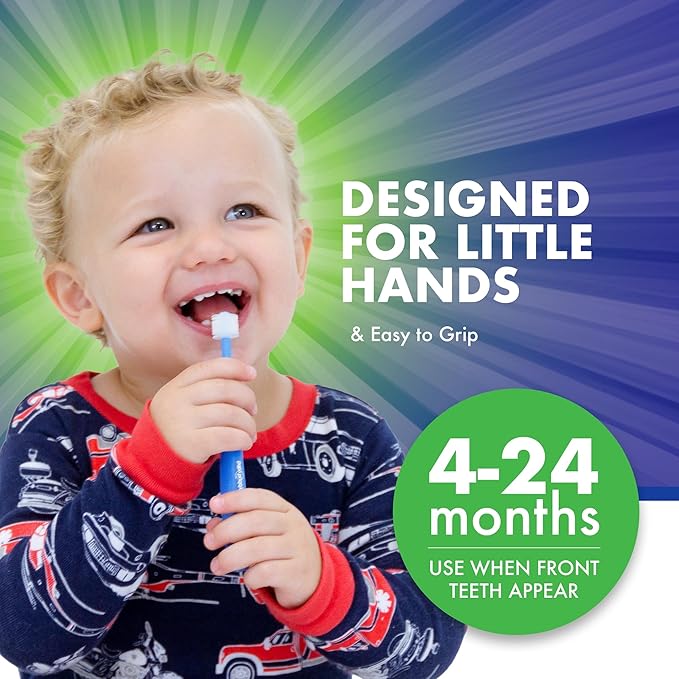 Brilliant Oral Care Baby Toothbrush with Soft Bristles and Round Head, for a Toddler Approved, Easy to Use All-Around Clean Mouth, Ages 0-2 Years, Yellow, 3 Pack