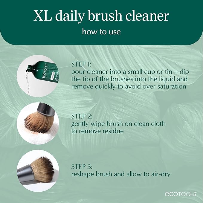 EcoTools Daily Makeup Brush Cleanser Spray, Quick Drying, Fragrance Free & Dermatologist Tested, Travel Size, TSA Approved, Cruelty-Free & Vegan 3 fl oz./89 ml. Bottle XL Refill