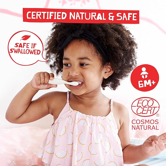 Jack N' Jill Natural Toothpaste for Baby and Infants - Fluoride Free Training Toothpaste, 40% Xylitol, BPA Free - Strawberry & Blueberry, 1.76 oz (Pack of 3)