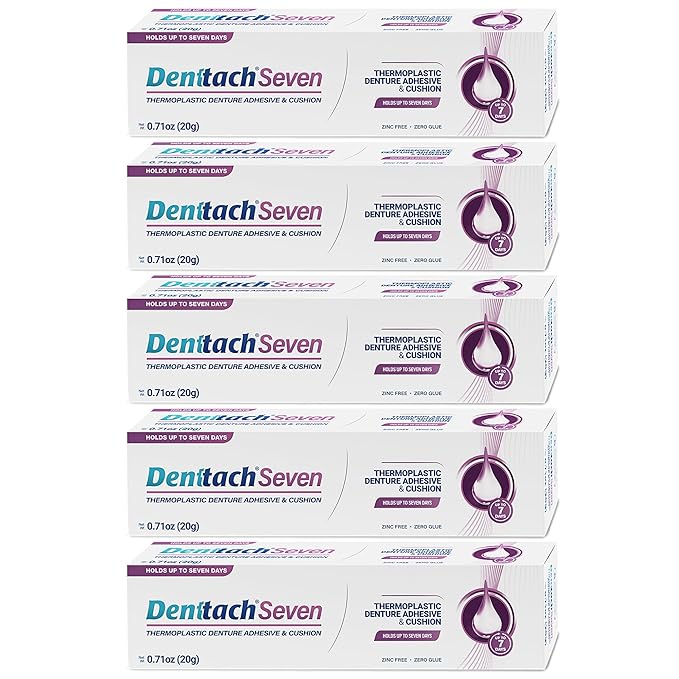 Denture Adhesive, Thermoplastic Denture Adhesive, Cushion and Reliner, Comfortable, Secure Denture Grip for Up to 7 Days, Non Glue, Zinc Free, Long Holding Denture Reliner (Pack of 5)