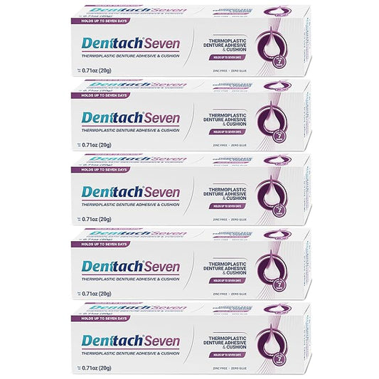 Denture Adhesive, Thermoplastic Denture Adhesive, Cushion and Reliner, Comfortable, Secure Denture Grip for Up to 7 Days, Non Glue, Zinc Free, Long Holding Denture Reliner (Pack of 5)