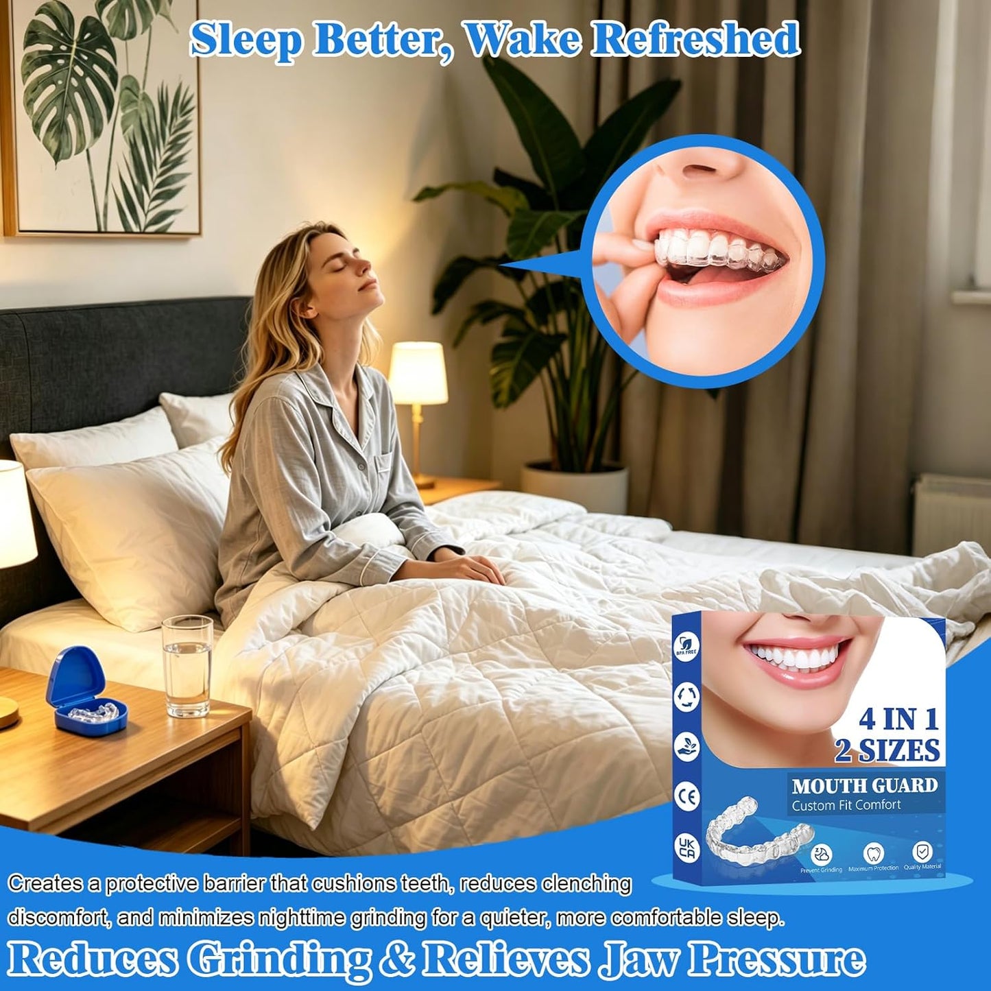Xoyeie Night Guard for Teeth Grinding – Boil-and-Bite, Custom Fit, Food-Grade EVA, 6-Pack, Adults