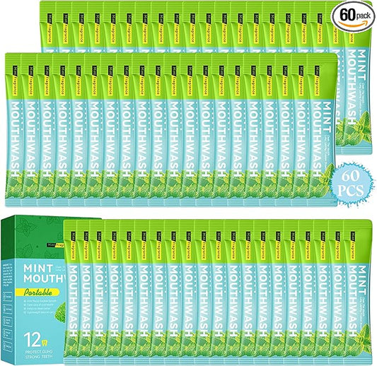 Travel Mouthwash,Mini Travel Size Mouthwash for Fresh Breath,Refreshing Mint Flavor Travel Mouth Wash for Individual Packet Design