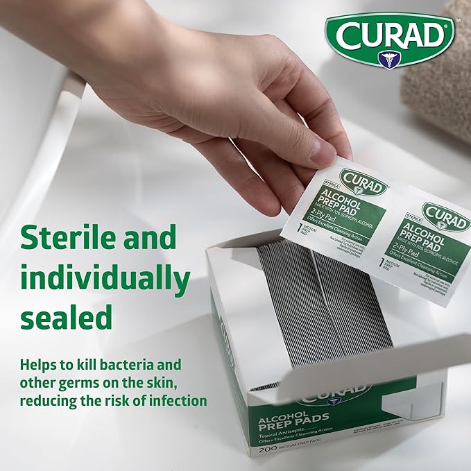 CURAD XL Size 2-Ply Sterile Alcohol Prep Pad, 4" x 5.5", 48/Box, Case of 24
