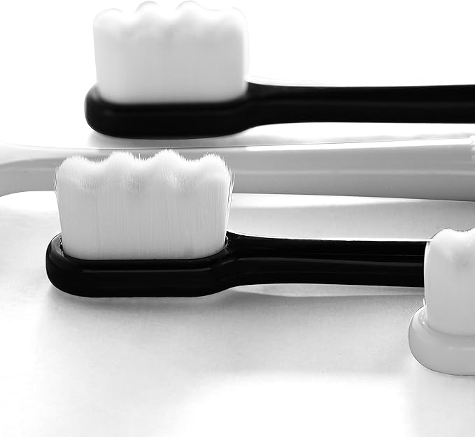 DI QIU REN Extra Soft Toothbrush for Sensitive Gums, Manual Toothbrush with 8 Tubes of 10000 Soft Floss Bristle for Gum Care (Blue & Pink & White & Black)