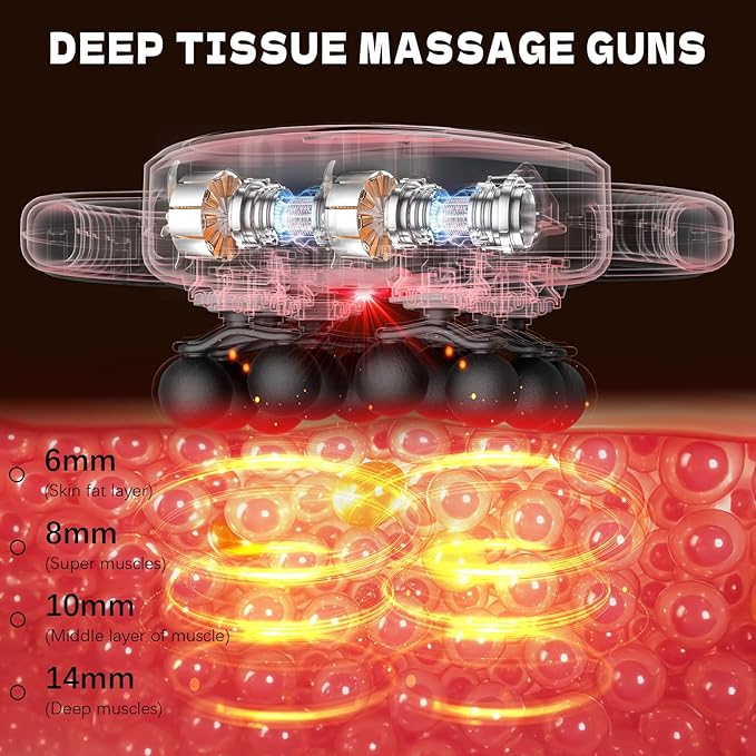 AdamPark 12-Head Massage Gun Set, Deep Tissue Back Massager Muscle Massager Tool Quiet Muscle Massage Gun for Full Body Muscle Pain Relief, Ideal Gifts for Women, Men, Mom, and Dad