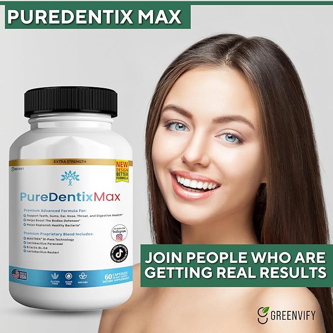 DentimPure Max Extra Strength Probiotic Supplement with 40 Billion CFU – Supports Teeth, Gums, Ear, Nose, Throat & Digestive Health – 60 Capsules (1)