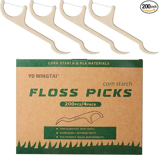 Floss Picks Tooth Picks Sticks Dental Flossers Biodegradable Wooden Grin Glide Tools for Adults Teeth Cleaning