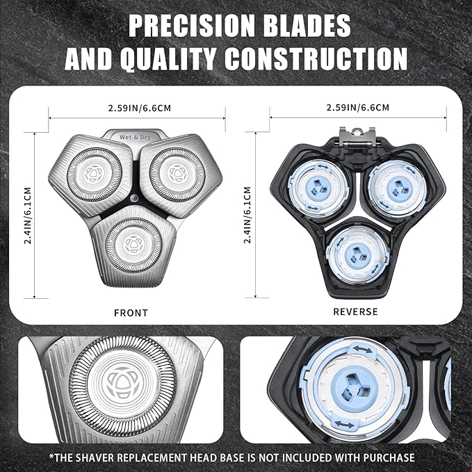 SH71/50 Shaving Heads Compatible with Phili*s Shavers Series S5000 (S5XXX),S7000 (S7XXX) for SH60/70 and SH70/70 (Silver)