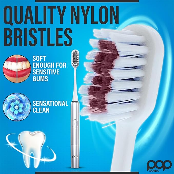Go Plus Sonic Toothbrushes for Adults w/Electric Toothbrush Case - Electric Toothbrush for Adults & Kids - Sonic Toothbrush w/ 2 Speeds - 18000-24000 Vibrations Per Minute (Silver)
