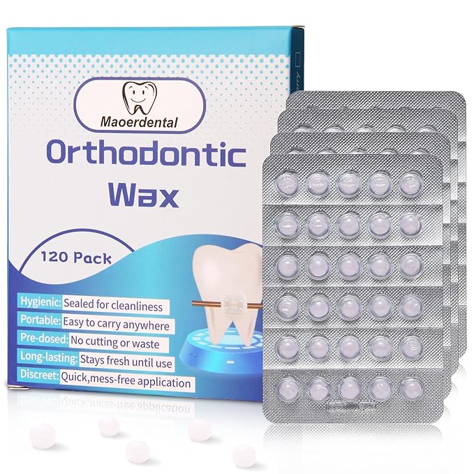 Orthodontic Wax 120 Pack, Easy to Mold Braces Wax, Dental Wax Long-Lasting Hold, Portable and Easy to Tear,Food Grade Relief Wax for Home Travel Office (Strawberry)