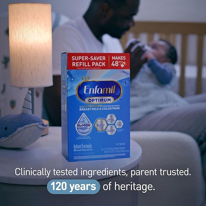 Enfamil Optimum (Enspire), Our Closest Formula to Breast Milk, Immune-Supporting Lactoferrin and Brain-Supporting DHA Baby Formula, Powder 30 Oz Refill (Pack of 2)