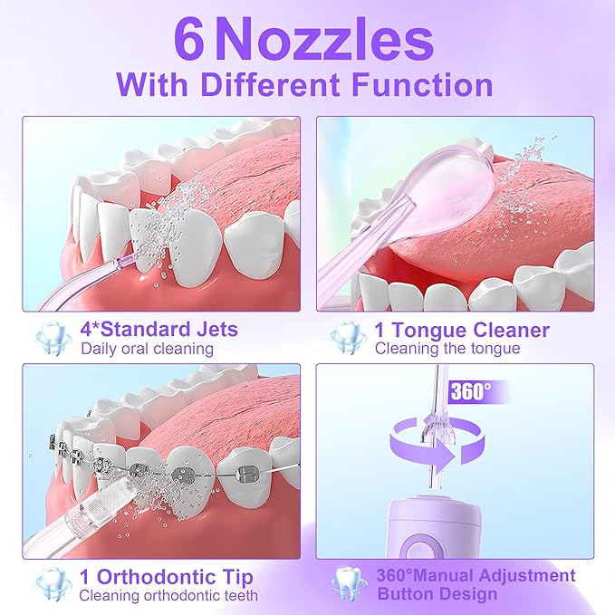 Water Flossers for Teeth, Cordless Water Dental for Teeth Cleaning, Water Flossers for Teeth Portable Oral Irrigator, USB Rechargeable for Home Travel Office