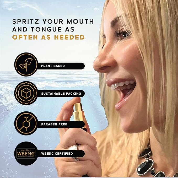 Merakk Hydrating Fresh Breath Spray in Rose - Sugar-Free Breath Freshener Spray & Dry Mouth Spray - Bad Breath Spray with Stevioside, Menthol & Glycerin - Dentist-Designed Oral Spray - 0.3 fl oz