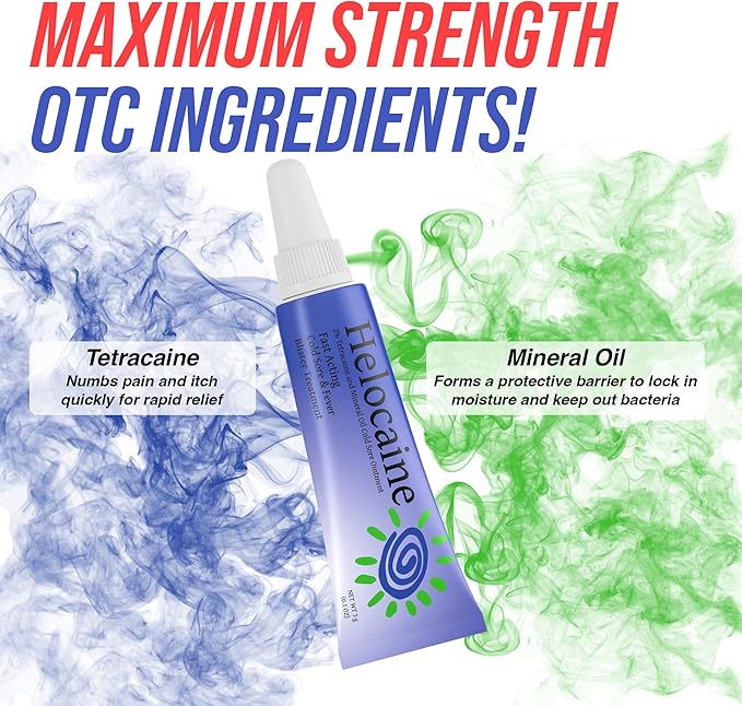 Fast Acting Cold Sore Treatment for Lips & Inside Mouth Canker Sore, Oral and Topical Rapid Pain Relief Over-The-Counter, 3g, 2 Pack