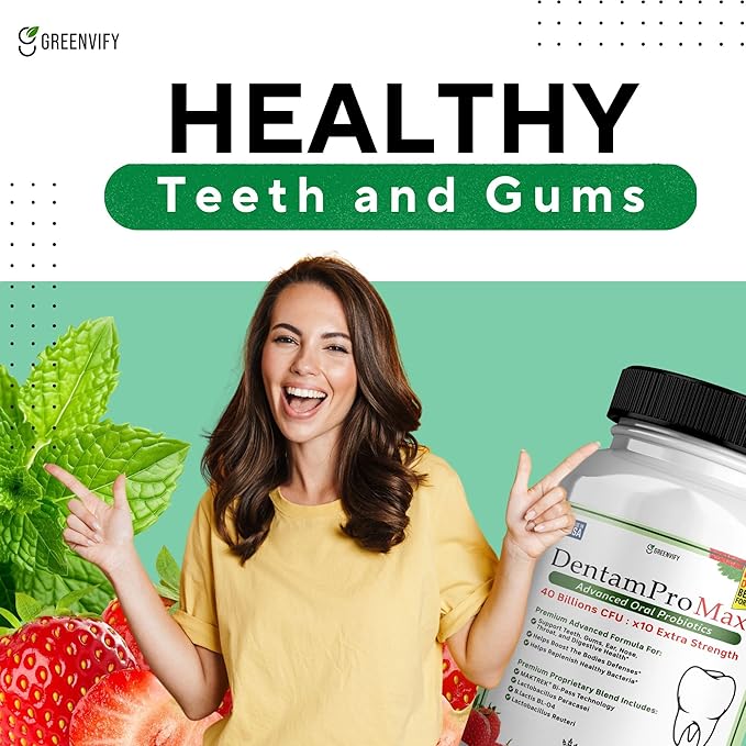 DentamPro Max for Gums and Teeth Health & Fresh Breath - 40 Billion CFU Advanced Oral Probiotics for Mouth Bad Breath, Capsule Supplement (10)
