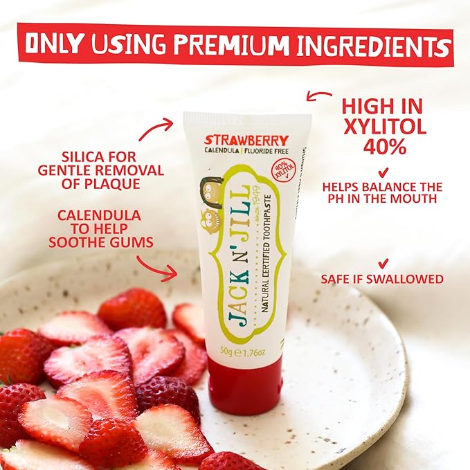 Jack N' Jill Natural Toddler Toothpaste - Fluoride Free Training Toothpaste for Toddlers 1-3, 40% Xylitol, BPA Free - 1.76 oz (Variety Pack of 5)