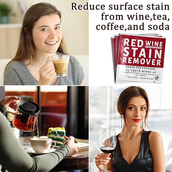 Loopeer 200 Pack Red Wine Stain Remover Wipes for Teeth and Lips Wine Prevention Teeth Wipes