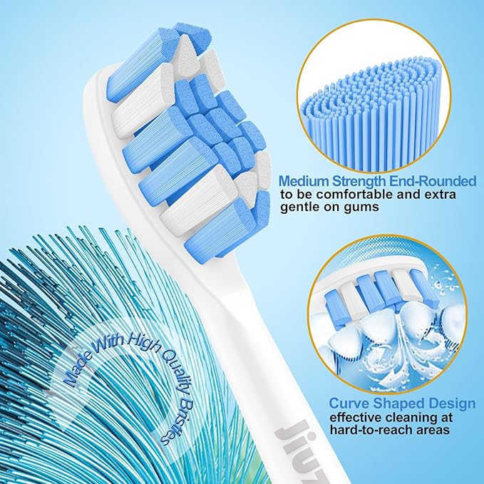 Replacement Toothbrush Heads Compatible with Philips Sonicare, Brush Heads for Sonicare C2 Plaque Control Protective Clean 4100 5100 6100 Electric Toothbrush White&Blue, 10-Pack